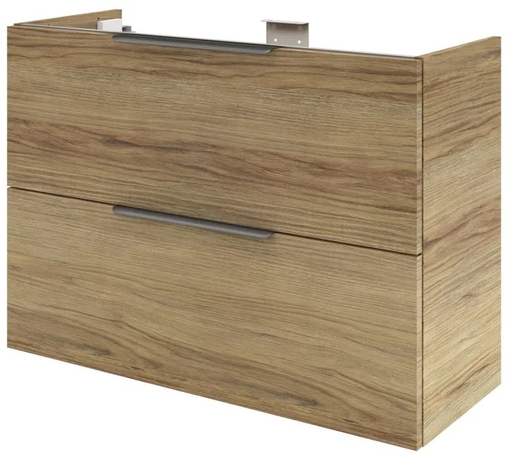 Mobile da bagno sospeso sotto lavabo L 90 x H 75 x P 35 cm rovere miele, 3 cassetti Apertura push-pull SENSEA Neo, Maniglie acquistabili separatamente