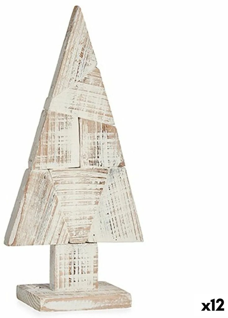 Statua Decorativa Albero di Natale Bianco Naturale Legno 9 x 41,5 x 20 cm (12 Unità)