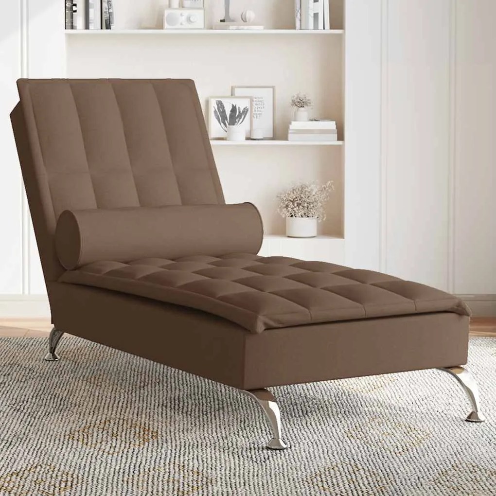 Chaise Longue Massaggi Con Capezzale Marrone İn Tessuto /