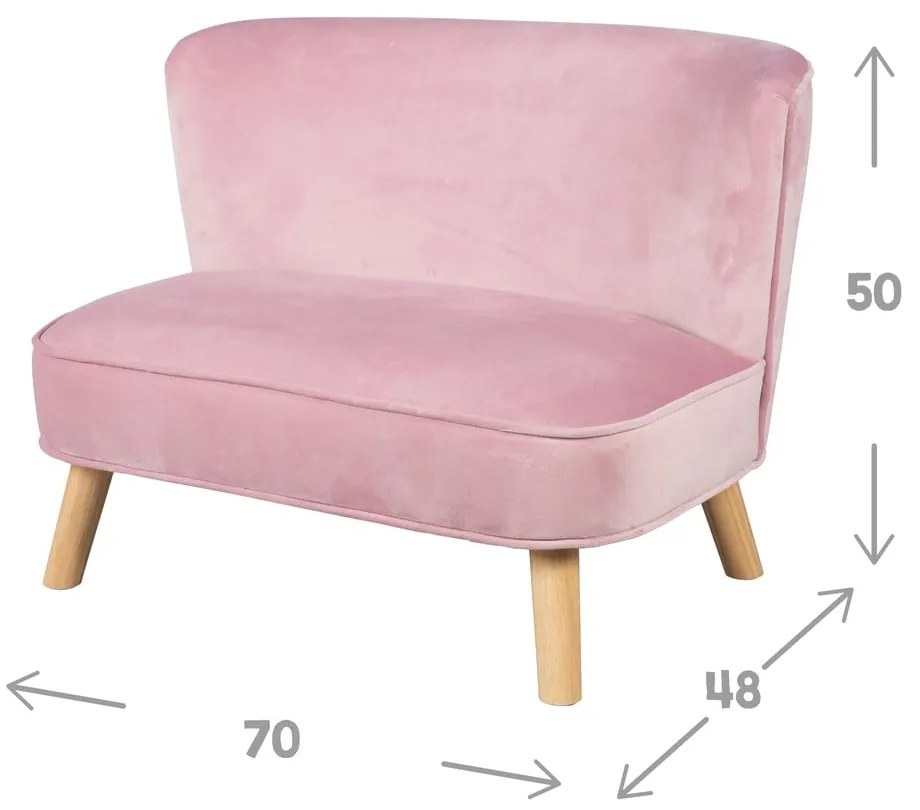 Divano per bambini in velluto rosa chiaro 70 cm Lil Sofa - Roba