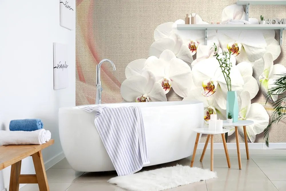 Carta da parati – Orchidea bianca su tela