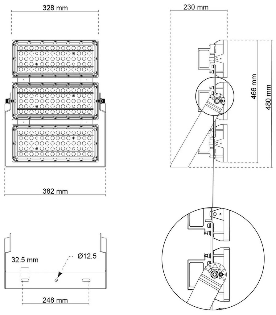 Faro Modulare LED 600W IP66 167lm/W Dimmerabile DALI - INVENTRONICS Colore Bianco Freddo 5.000K