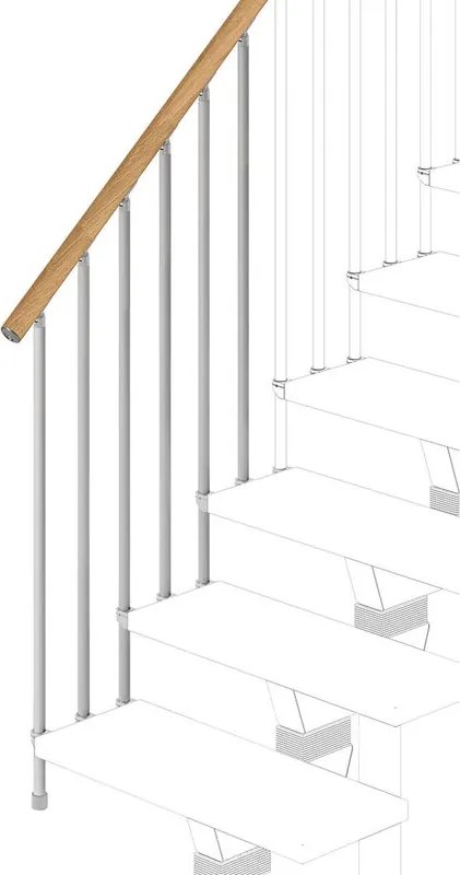Balaustra in kit IRIS Vida 3GR in legno argento, corrimano in legno faggio, L 120 cm fissaggio a parete