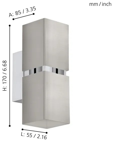 Eglo 96264 - Applique a LED PASSA 2xGU10/3.3W/230V squadrato