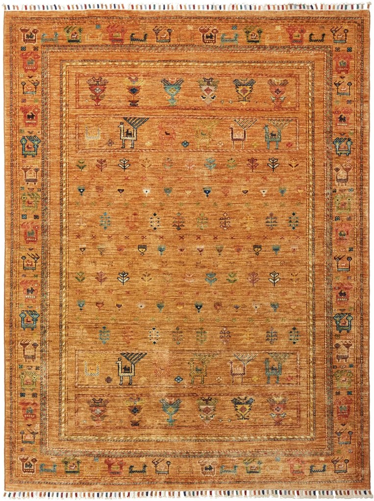 Samarkand Tappeto 190x150 Giallo (Pakistan) Annodato A Mano