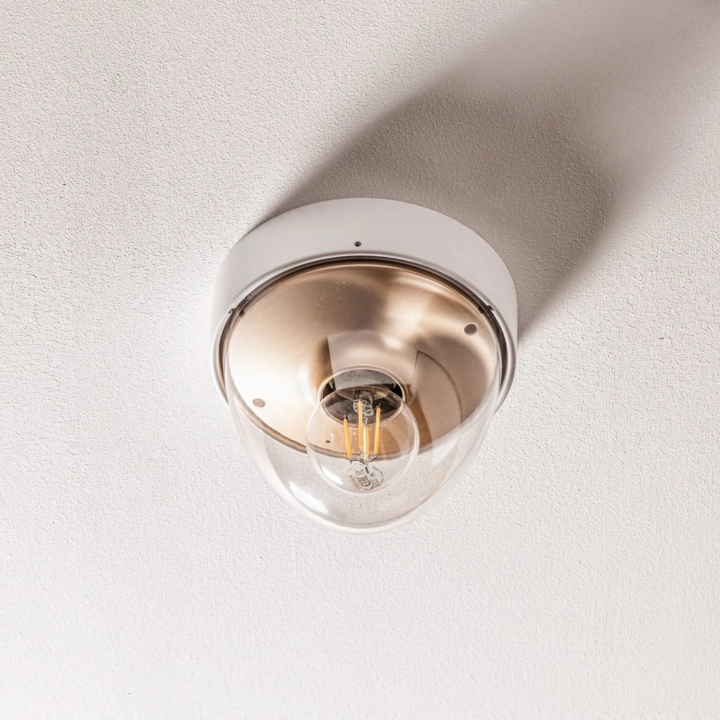 Nowodvorski Lighting Plafoniera Nook con paralume trasparente, bianco/oro