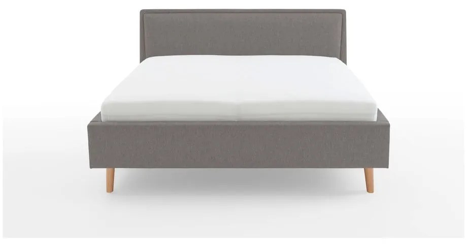 Letto matrimoniale imbottito grigio chiaro con contenitore con rete inclusa 180x200 cm Frieda – Meise Möbel