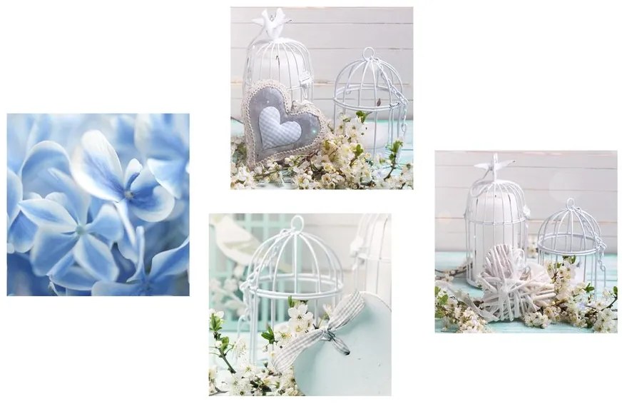 Set di quadri – Erba medica con fiore blu