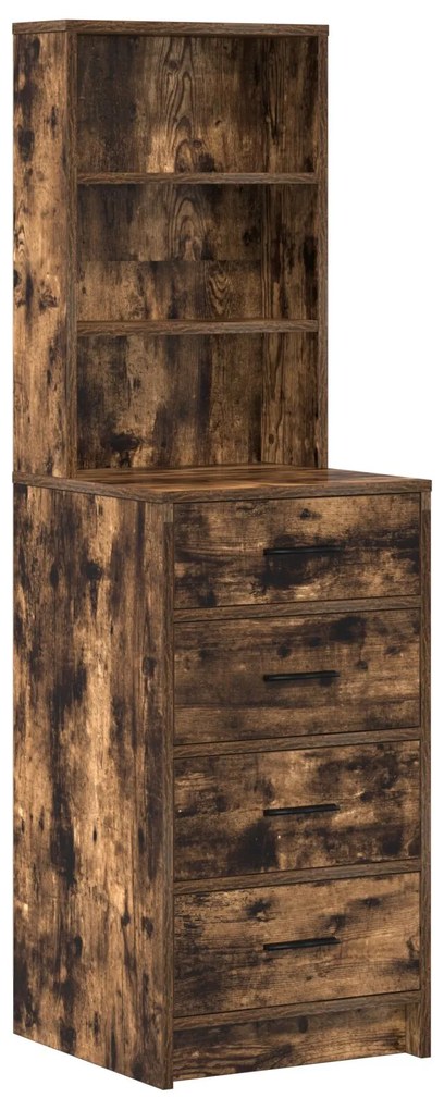 Set di tolette a 2 pezzi con led in legno ingegnerizzato di quercia affumicata