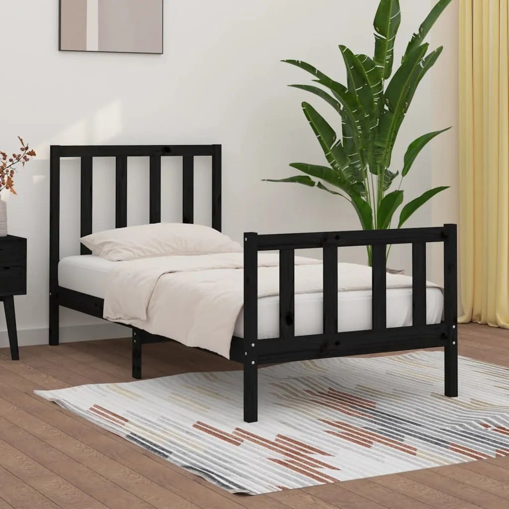 Giroletto İn Legno Massello Nero 75x190 Cm Small Single /
