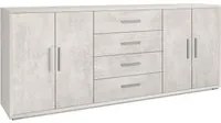 Mobile Basso 4 Ante 4 Cassetti 203x84x41 cm Ossido Bianco