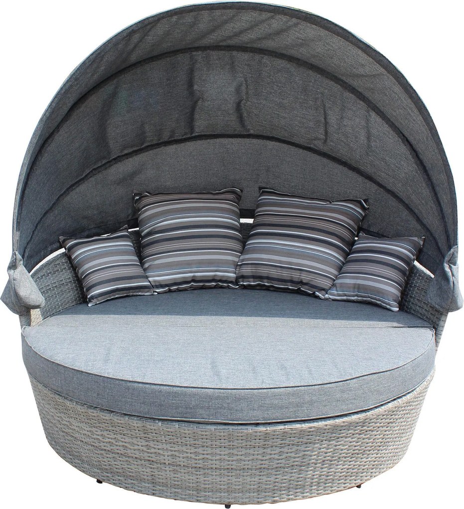 MARS - divano da giardino circolare completo di cuscino intreccio in rattan sintetico