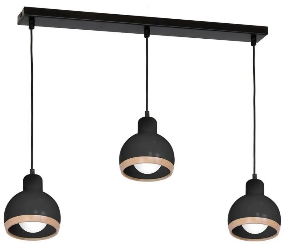 Lampadario su filo OVAL 3xE27/60W/230V nero