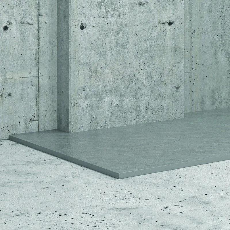 Kamalu - piatto doccia 120x70 cm effetto pietra grigio cemento