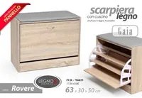 Scarpiera da ingresso rovere a tre scomparti con cuscino seduta