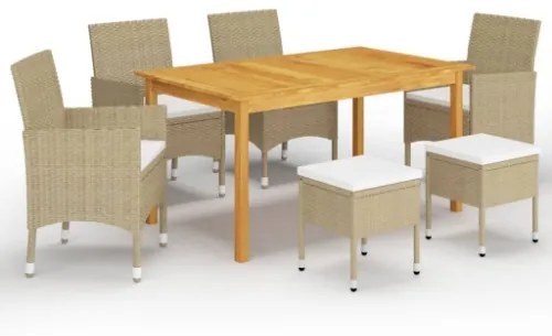 Set Mobili da Pranzo per Giardino 7 pz Beige