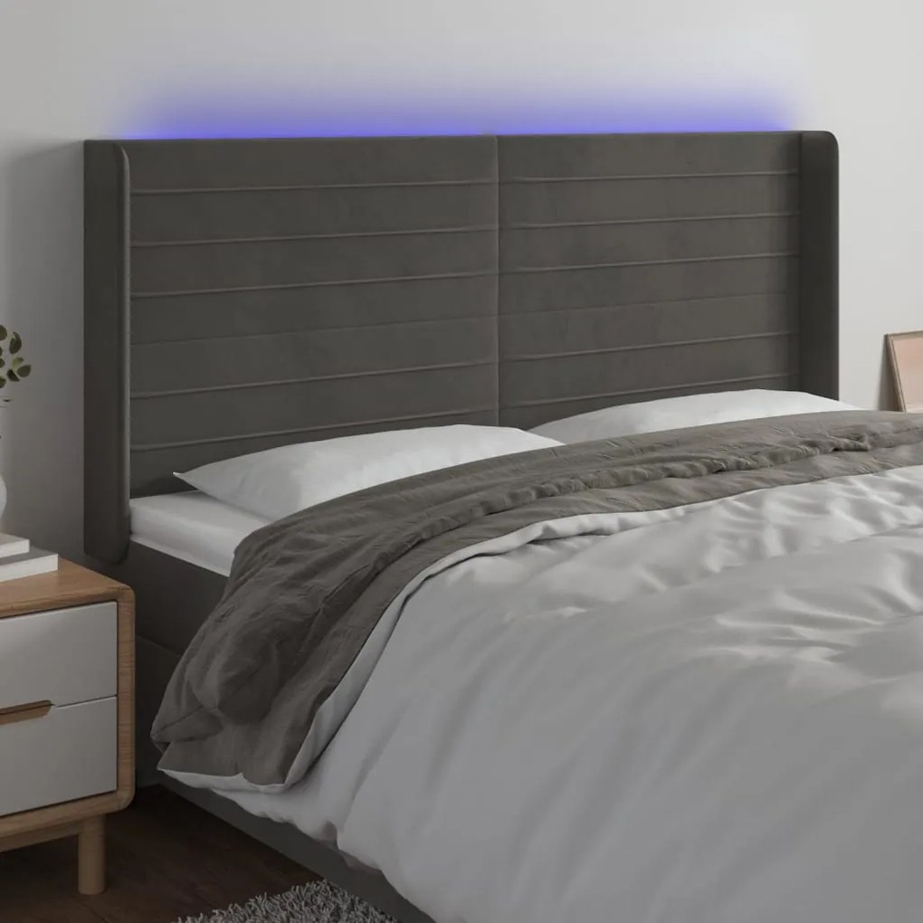 Testiera A Led Grigio Scuro 183x16x118/128cm İntessuto /