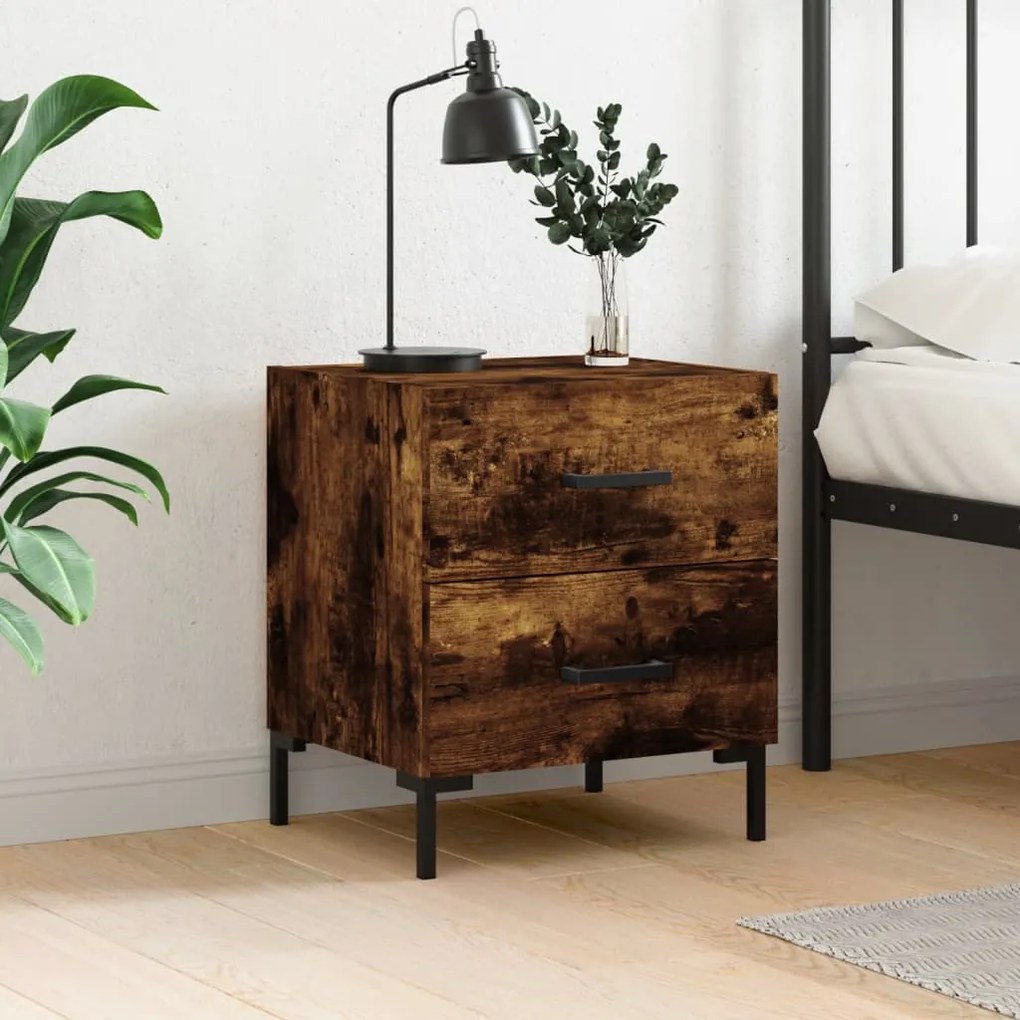 Comodino Rovere Fumo 40x35x47,5 Cm İn Legno Multistrato /