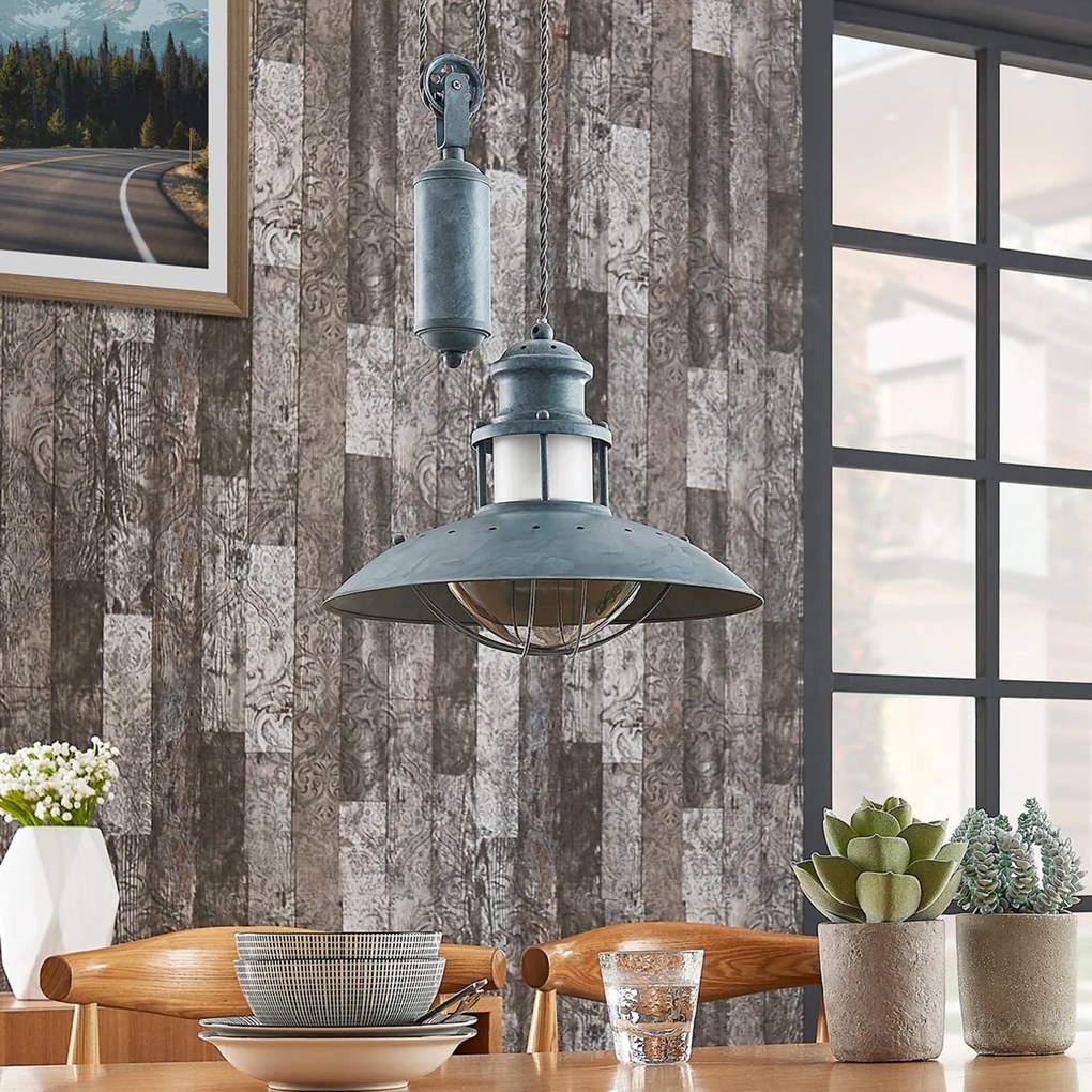 Lampada a sospensione Louisanne Lindby, dimmerabile, Alluminio / Grigio / Zincato, Cucina, Metallo, Industriale, Lampada a sospensione