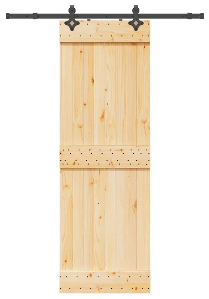 Porta Scorrevole Con Set Hardware 70x210 Cm Legno Massello Pino /