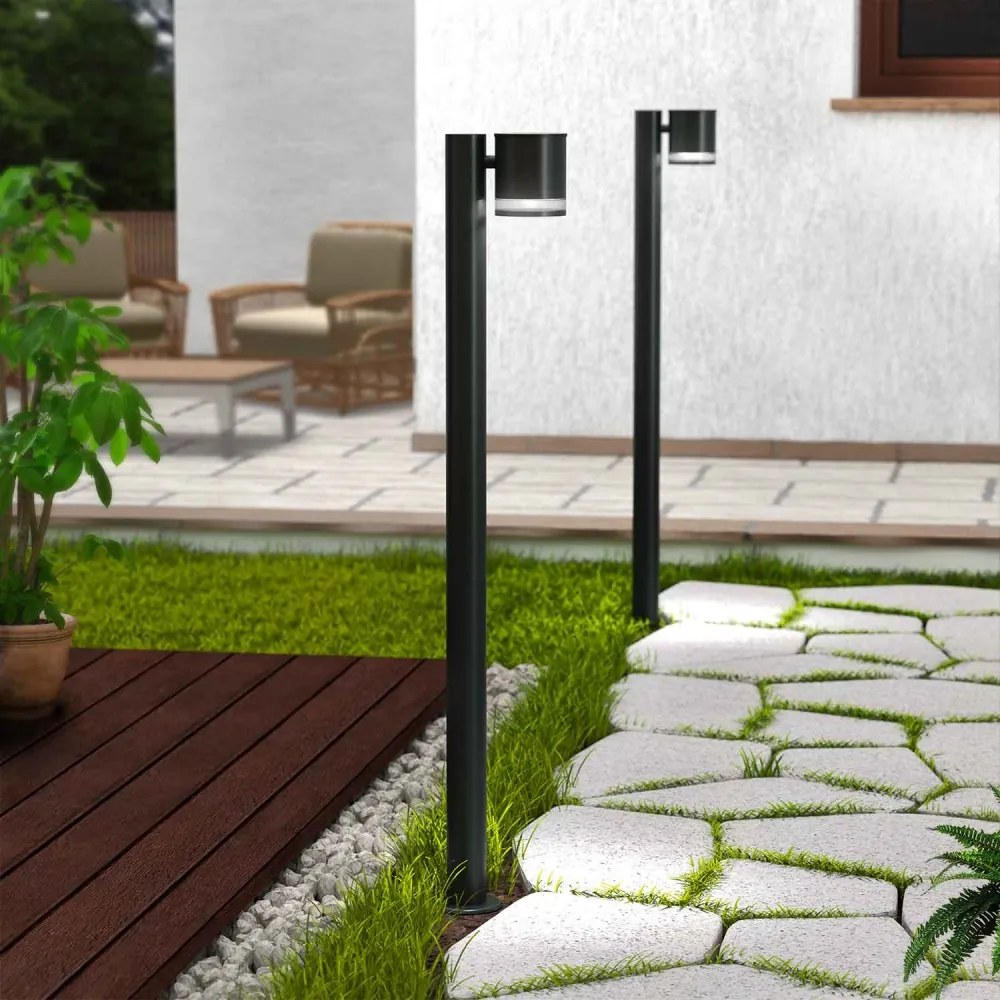 Paletto da Giardino Solare Nero da 100cm, IP54 in Alluminio Colore  Bianco Naturale 4.000K