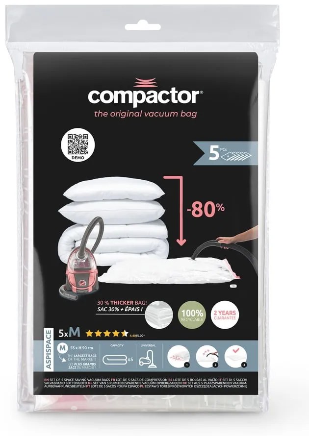 Sacchetti per il vuoto in set da 5 pezzi Premium Valve M - Compactor