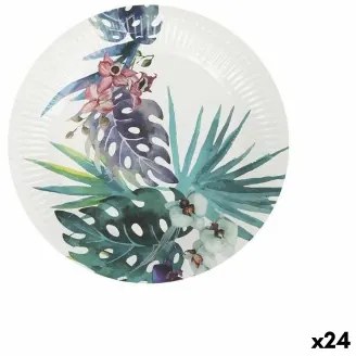 Set di piatti Algon Monouso Cartone Tropicale 10 Pezzi 20 cm (24 Unità)