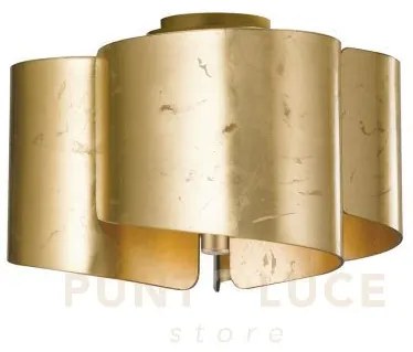 Plafoniera imagine oro 3 luci attacco e27 47x28cm vetro e alluminio