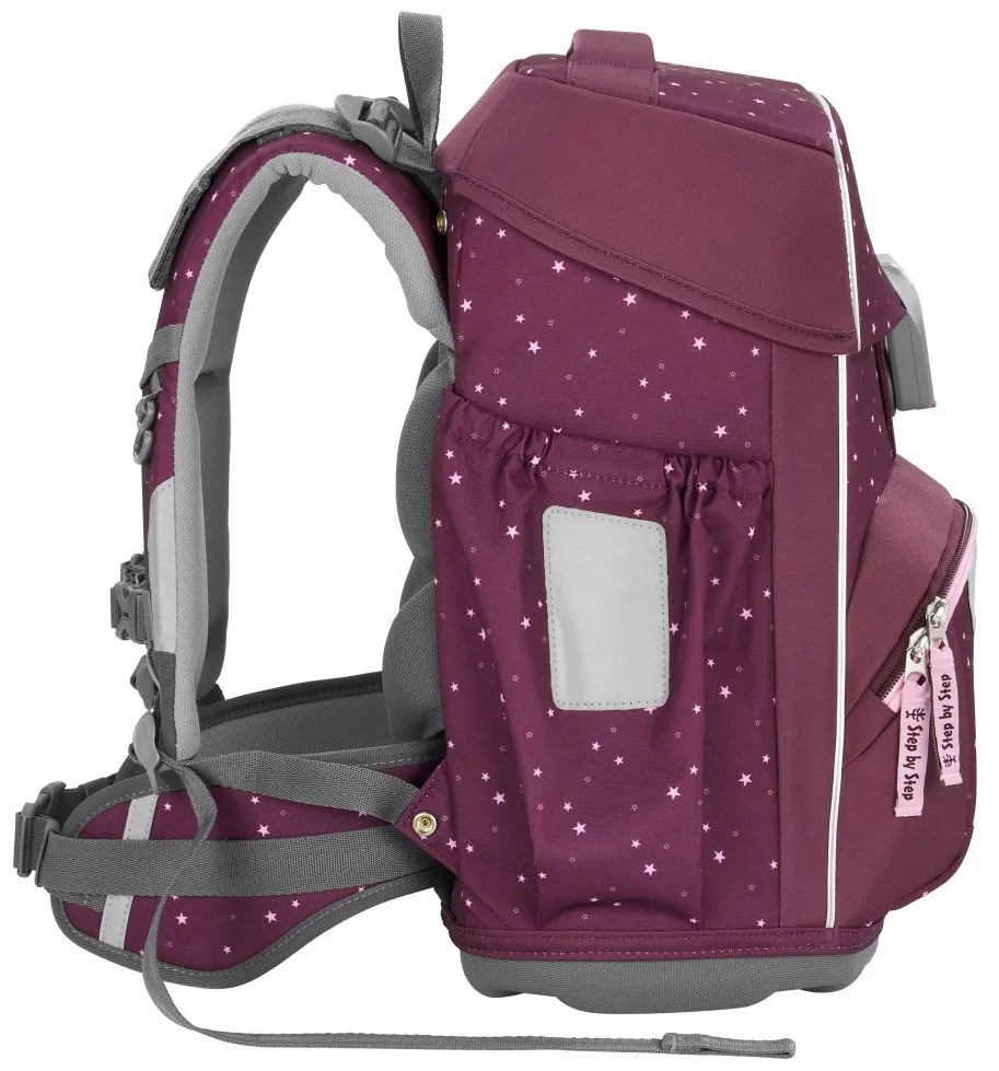 Zaino scuola Step by Step BASIS, Berry Stars - set 4 pezzi