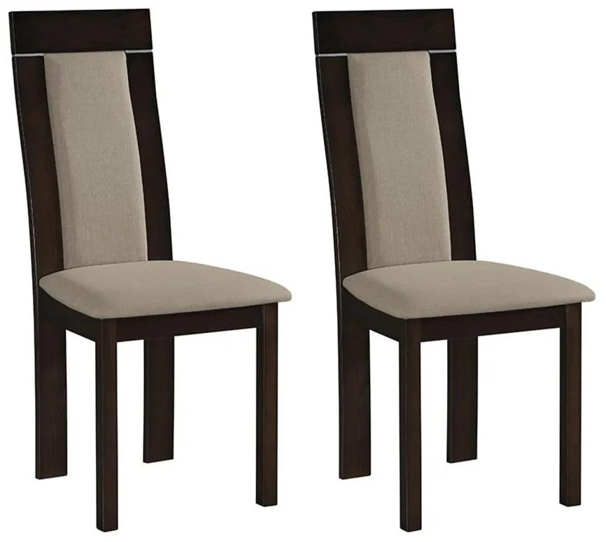 Lotto di 2 sedie Faggio e tessuto - Colore: Noce e beige - BELINDA