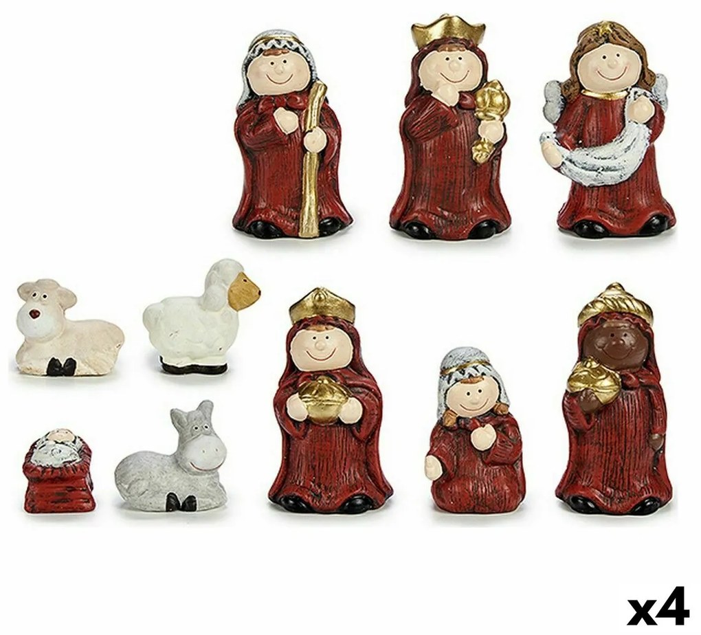 Set Statuina di natale Rosso Dorato Ceramica (4 Unità)