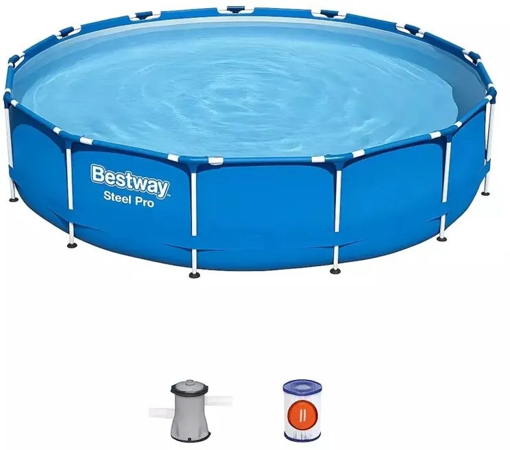 Piscina Fuori Terra con Telaio 396x84 cm con Telaio e Pompa Filtrante