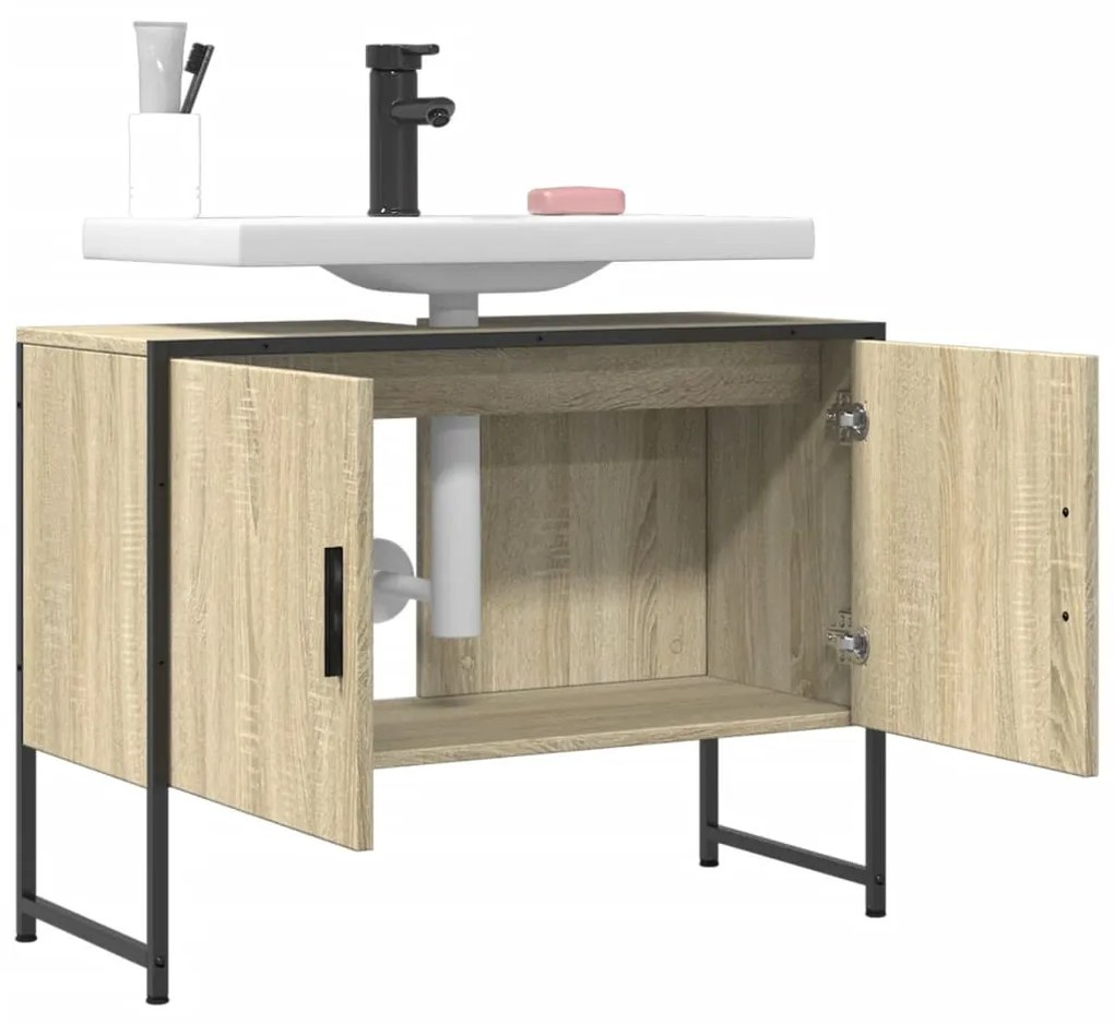 Mobile lavabo bagno rovere sonoma 60x30x60 cm legno multistrato