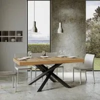 Tavolo da Pranzo Volantis 90x180 Allungato 90x284 in Nobilitato e Ferro Colore: Quercia Naurale