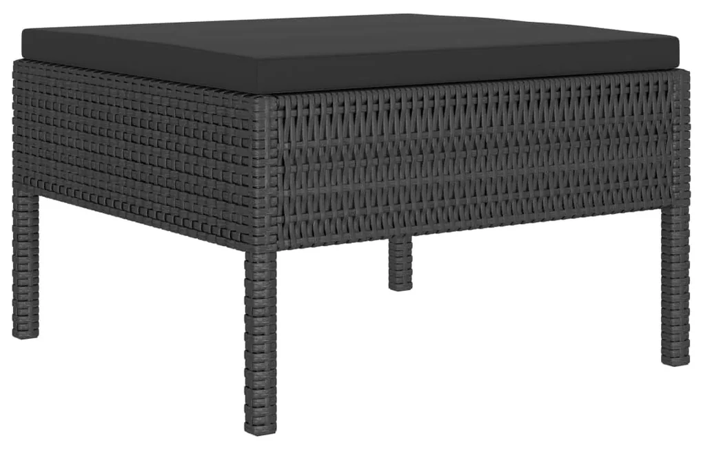 Set divani da giardino 10 pz con cuscini in polyrattan nero