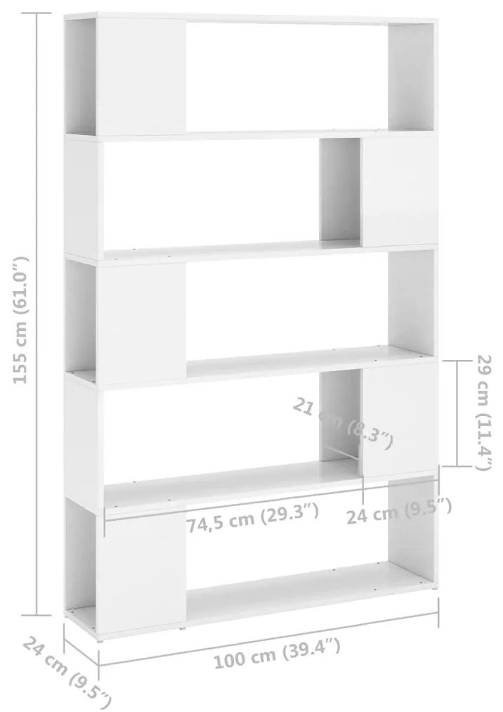 Libreria/Divisorio Bianco Lucido in Legno Multistrato