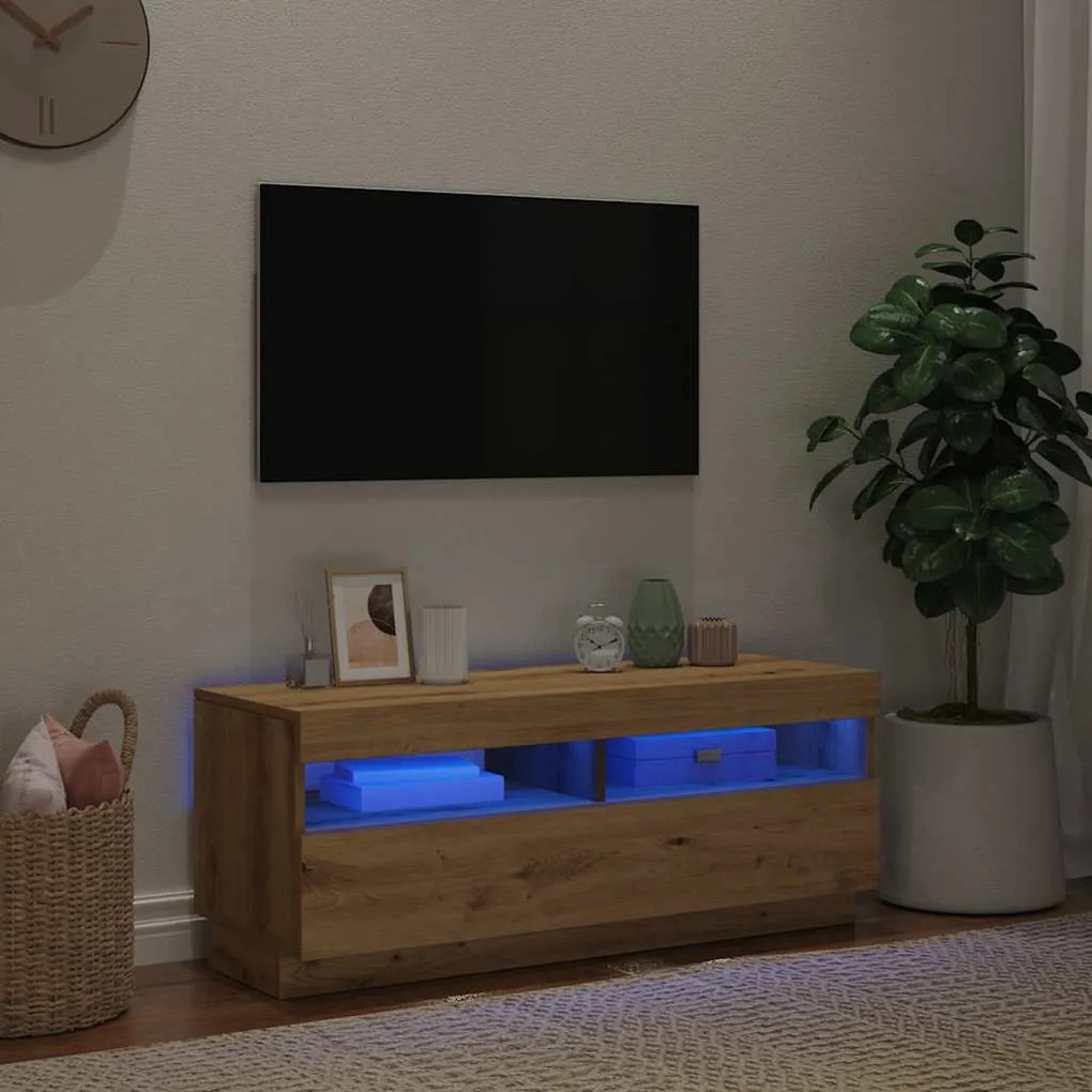 Mobile tv con luci led artigianale 100x35x40 cm truciolato