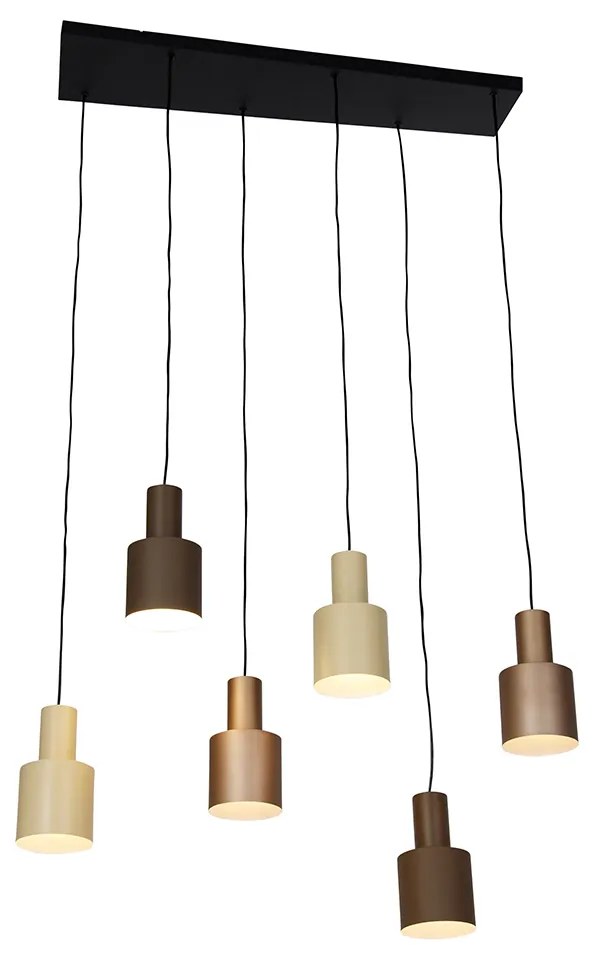 Lampada a sospensione bronzo con taupe e beige 6 luci - Ans