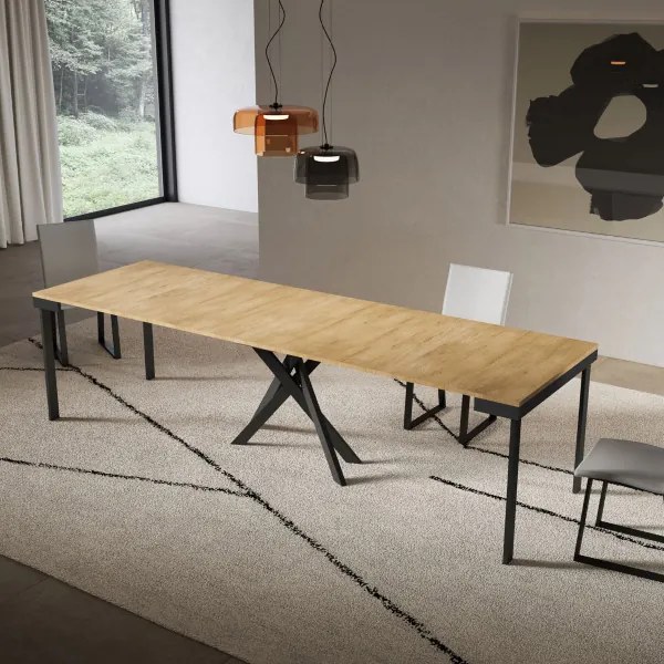 Consolle allungabile Libo Evolution - Quercia natura telaio antracite 90x40/300 cm