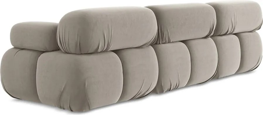 Divano componibile beige con rivestimento in velluto 285 cm Lokua – Makamii
