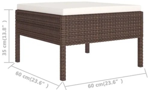 Set Divani da Giardino 10 pz con Cuscini in Polyrattan Marrone