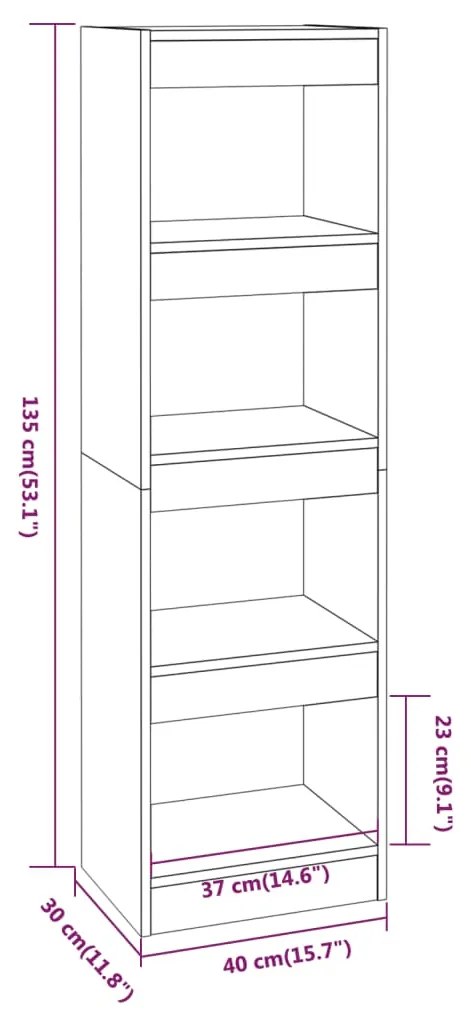 Libreria/Divisorio Bianco Lucido 40x30x135 cm