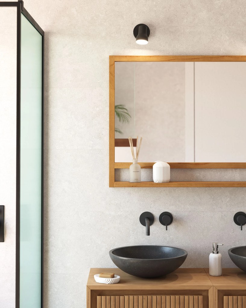 Kave Home - Lavabo da appoggio Delina in terrazzo nero Ã˜ 40 cm