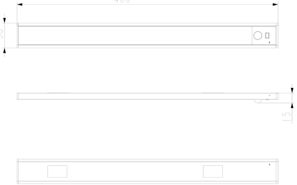 Barra LED 1.2W Ricaricabile per Armadi 40cm CCT Bianco Variabile