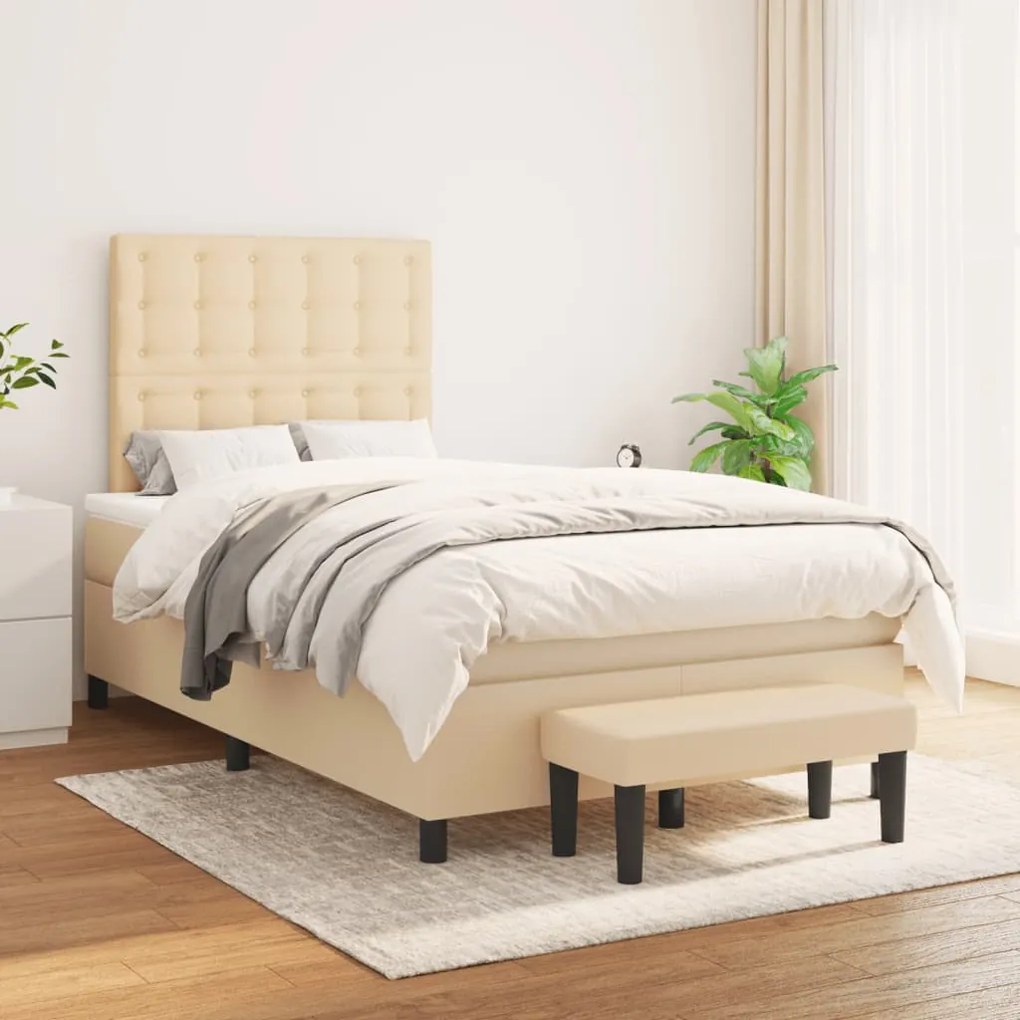 Giroletto A Molle Con Materasso Crema 120x200 Cm İn Tessuto /