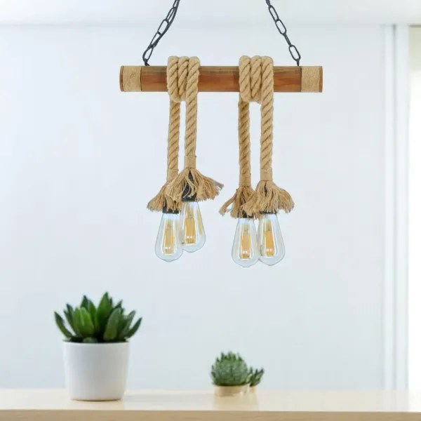 Brilagi - Lampadario a sospensione con catena KOS 4xE27/60W/230V faggio