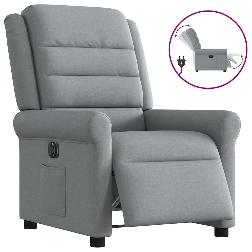 Poltrona Elettrica Reclinabile Grigio Chiaro İn Tessuto /
