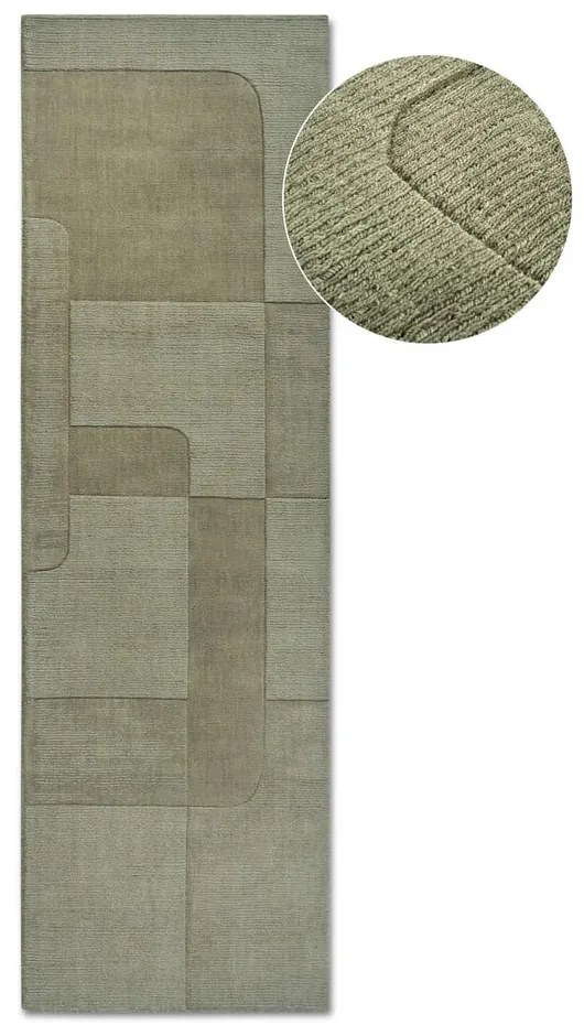 Passatoia verde in lana tessuta a mano 80x250 cm Charlotte - Villeroy&amp;Boch