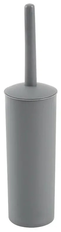 Portascopino wc da appoggio tondo grigio in plastica con scopino
