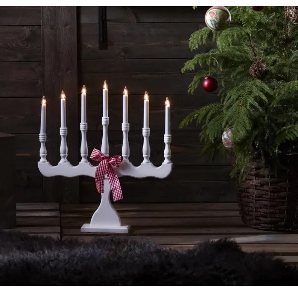 Markslöjd 8004 - Candelabro natalizio SVANEHOLM 7xE10/3W/230V bianco